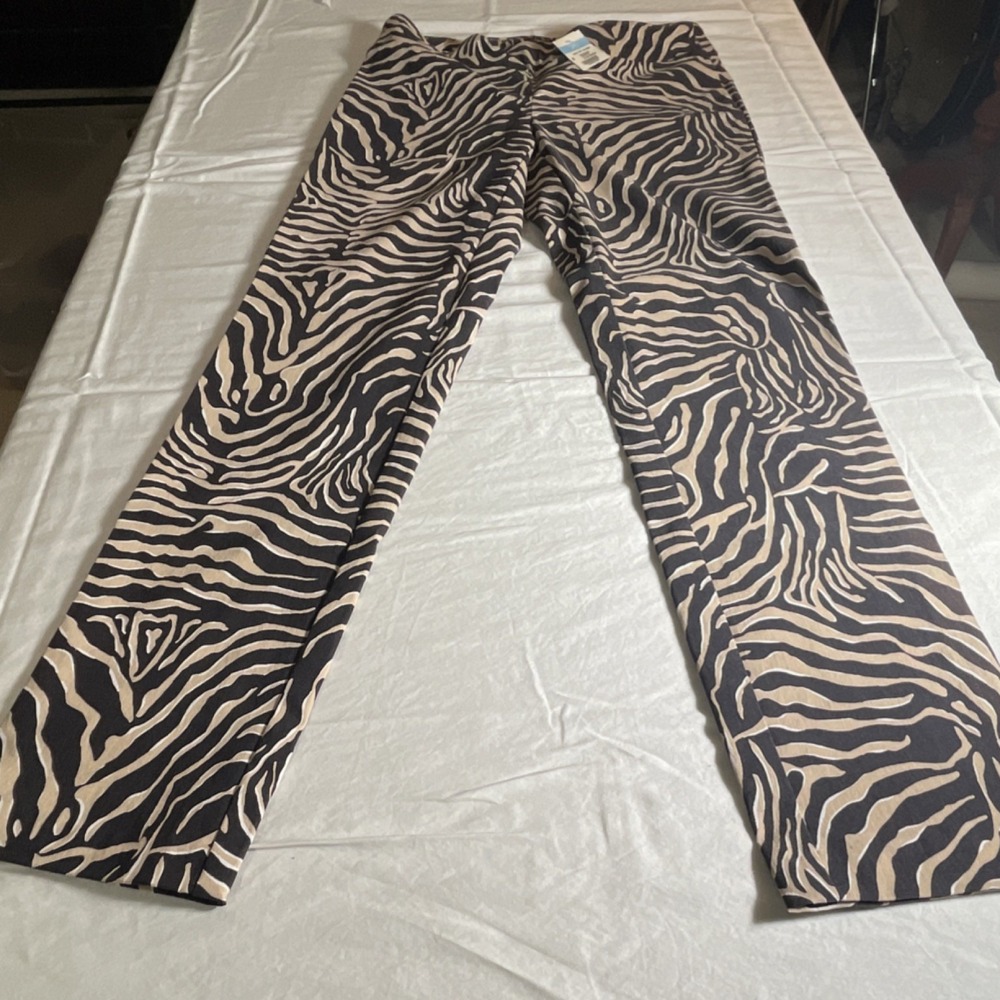 J. McLaughlin Women's Zebra Animal‎ Print Pants Black/Beige Size 6 Regular